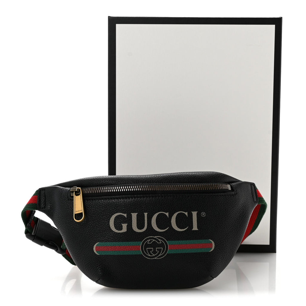 Grained Calfskin Small Logo Belt Bag Black