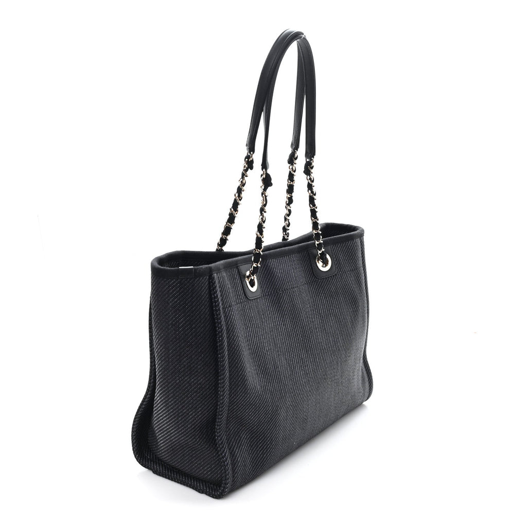 Mixed Fibers Calfskin Small Deauville Tote Black