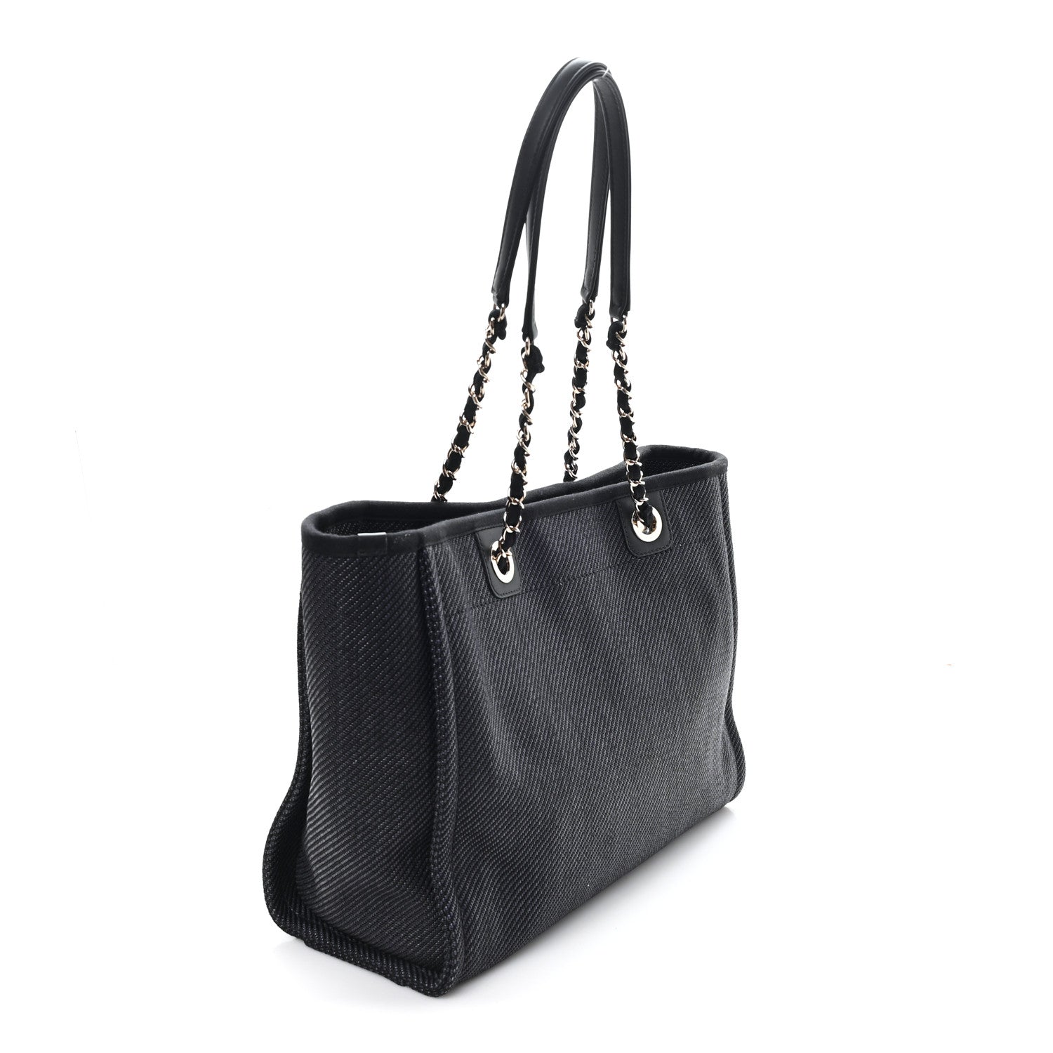 Mixed Fibers Calfskin Small Deauville Tote Black