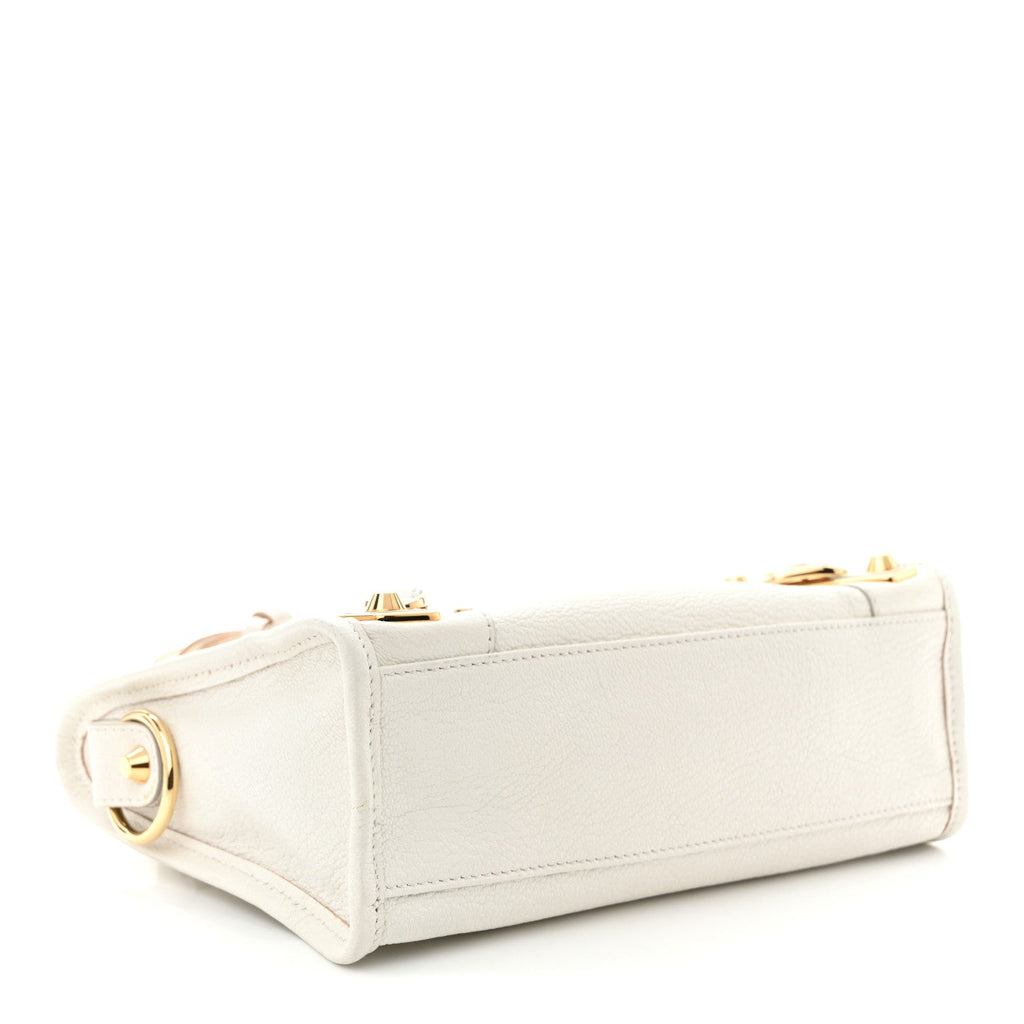 Chevre Gold Metallic Edge Hardware Mini City White