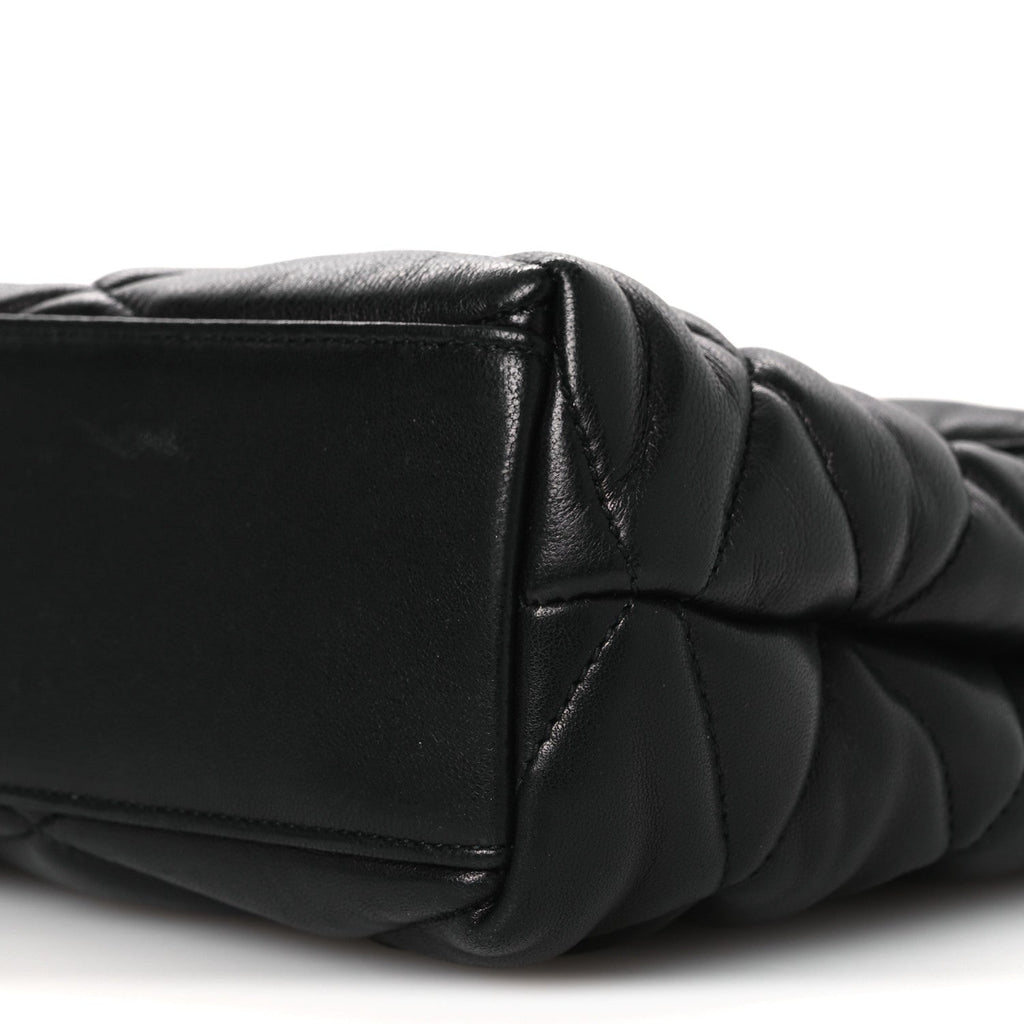 Lambskin Quilted Sade Puffer Envelope Clutch Black