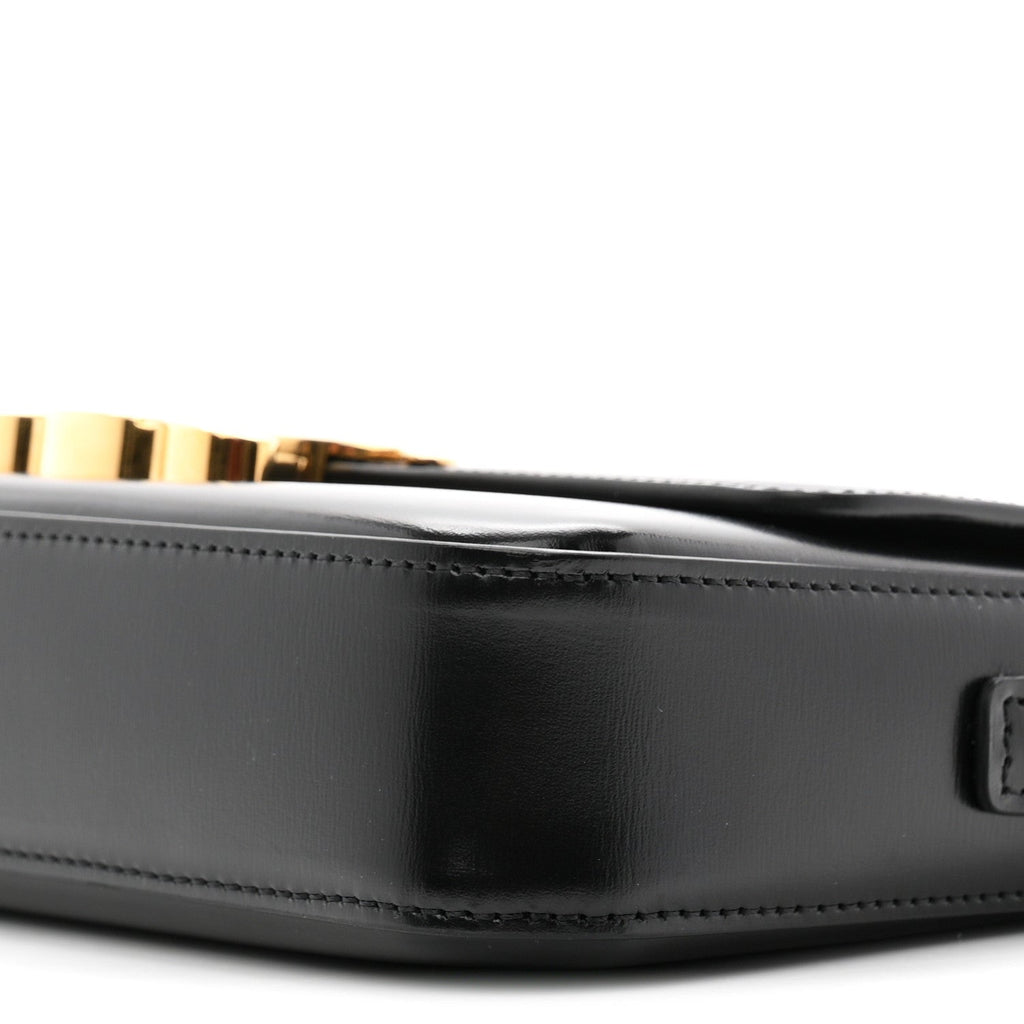 Shiny Calfskin Triomphe Shoulder Bag Black