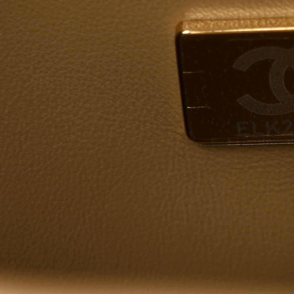 Suede Calfskin Small Souplissimo Maxi Flap Dark Beige