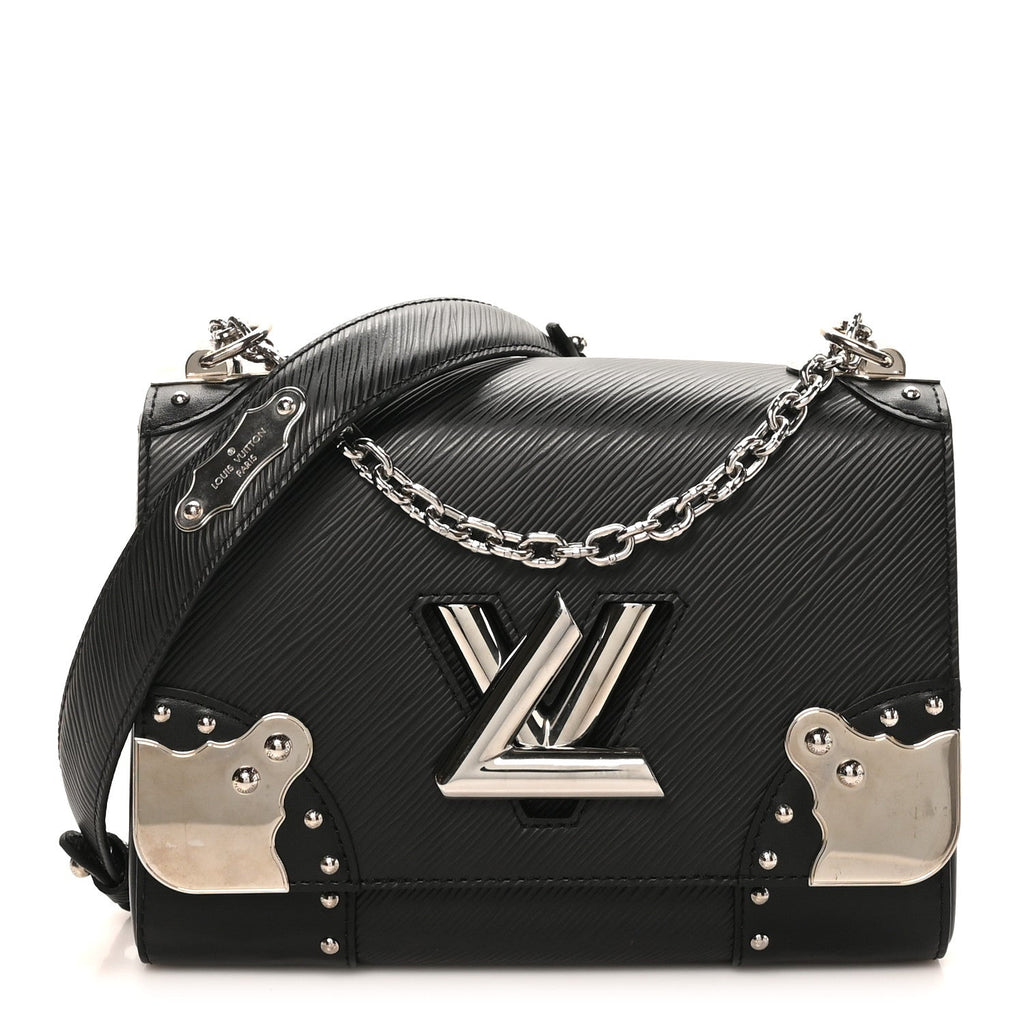 Epi Studded Mirror Twist Shoulder Bag MM Black