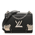Epi Studded Mirror Twist Shoulder Bag MM Black