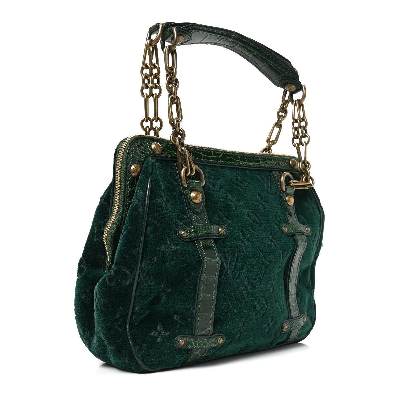 Monogram Velours Alligator Gracie MM Green