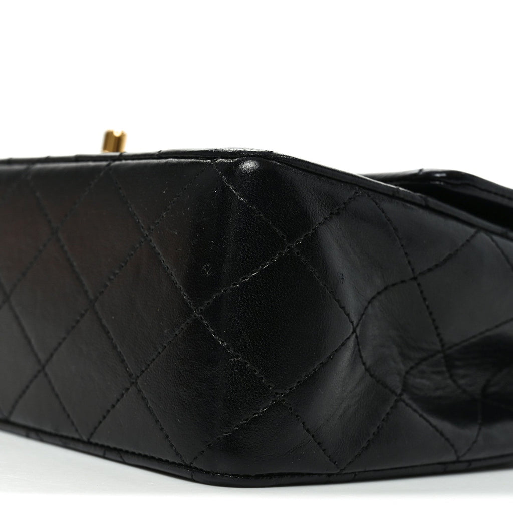 Lambskin Quilted Medium Double Flap Black