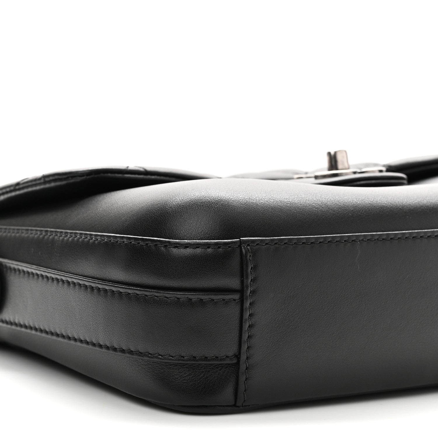 Calfskin Quilted Medium Rock My Shoulder Flap Black