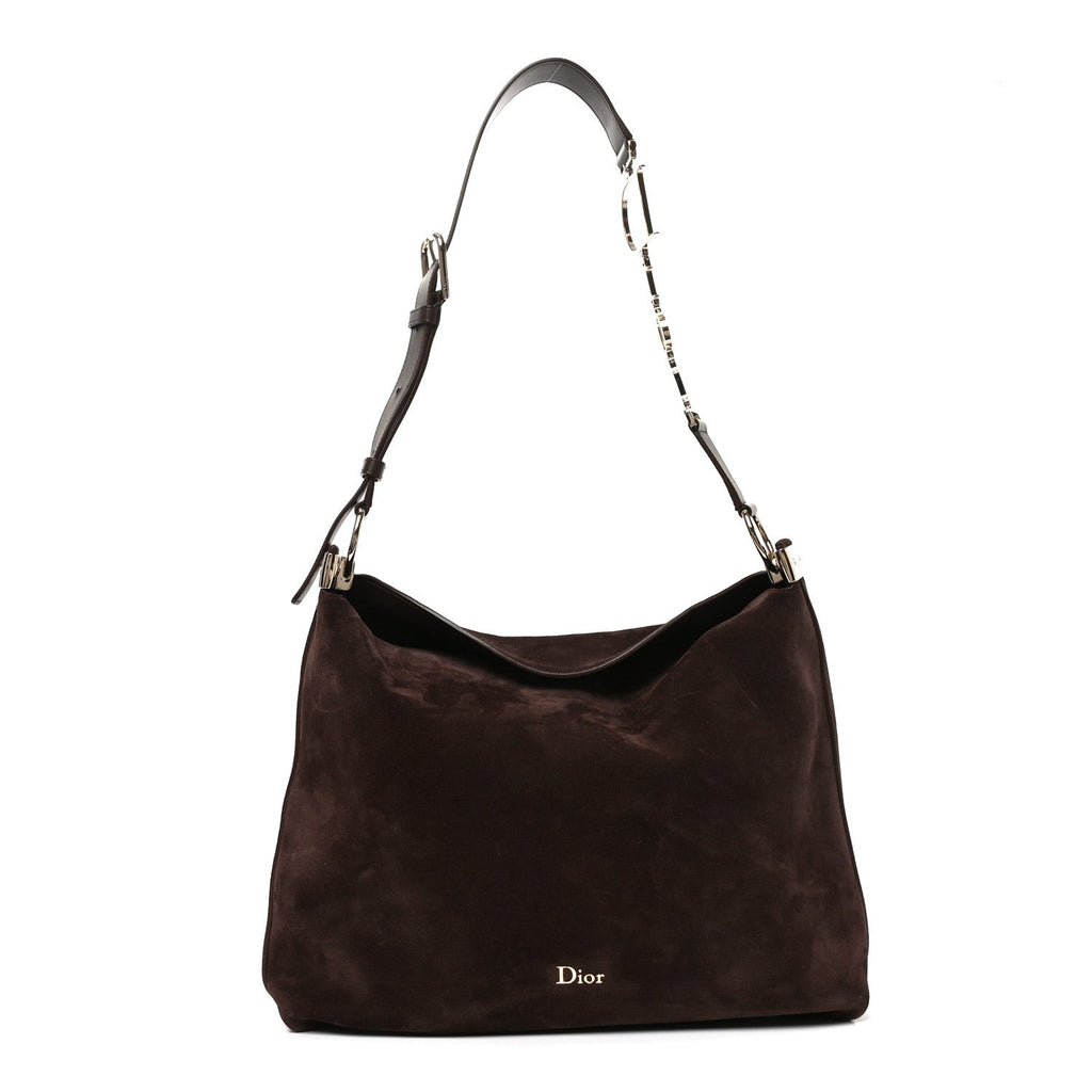 Suede Calfskin Medium Diorly Bag Chocolate