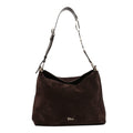 Grained Calfskin Medium Medaillon Bucket Bag Khaki Chocolate