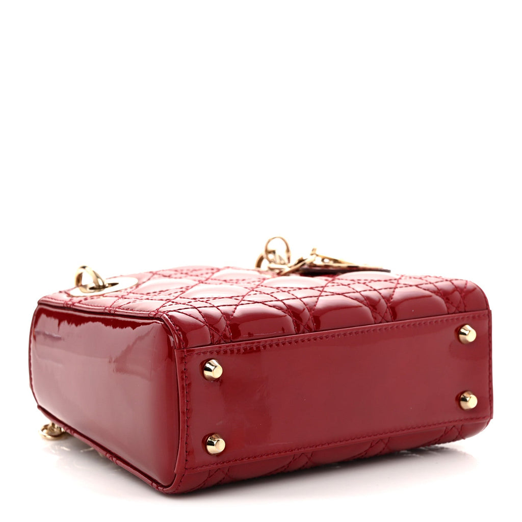 Patent Cannage Mini Lady Dior Red