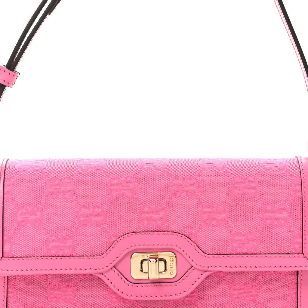 GG Monogram Scratch Lux Calfskin Mini Luce Shoulder Bag Rose Dark Blossom