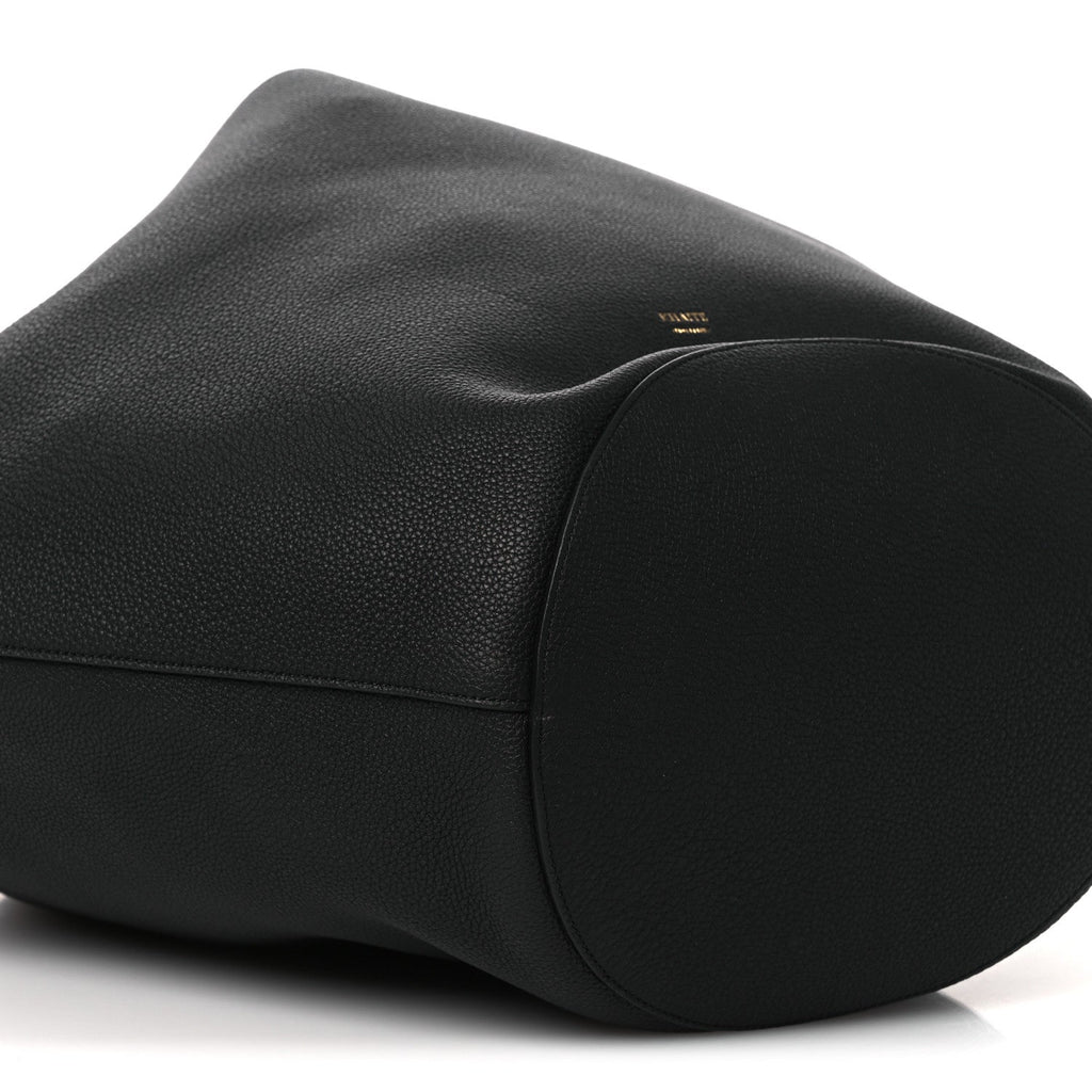 Pebbled Sport Calfskin Medium Lotus Tote Black