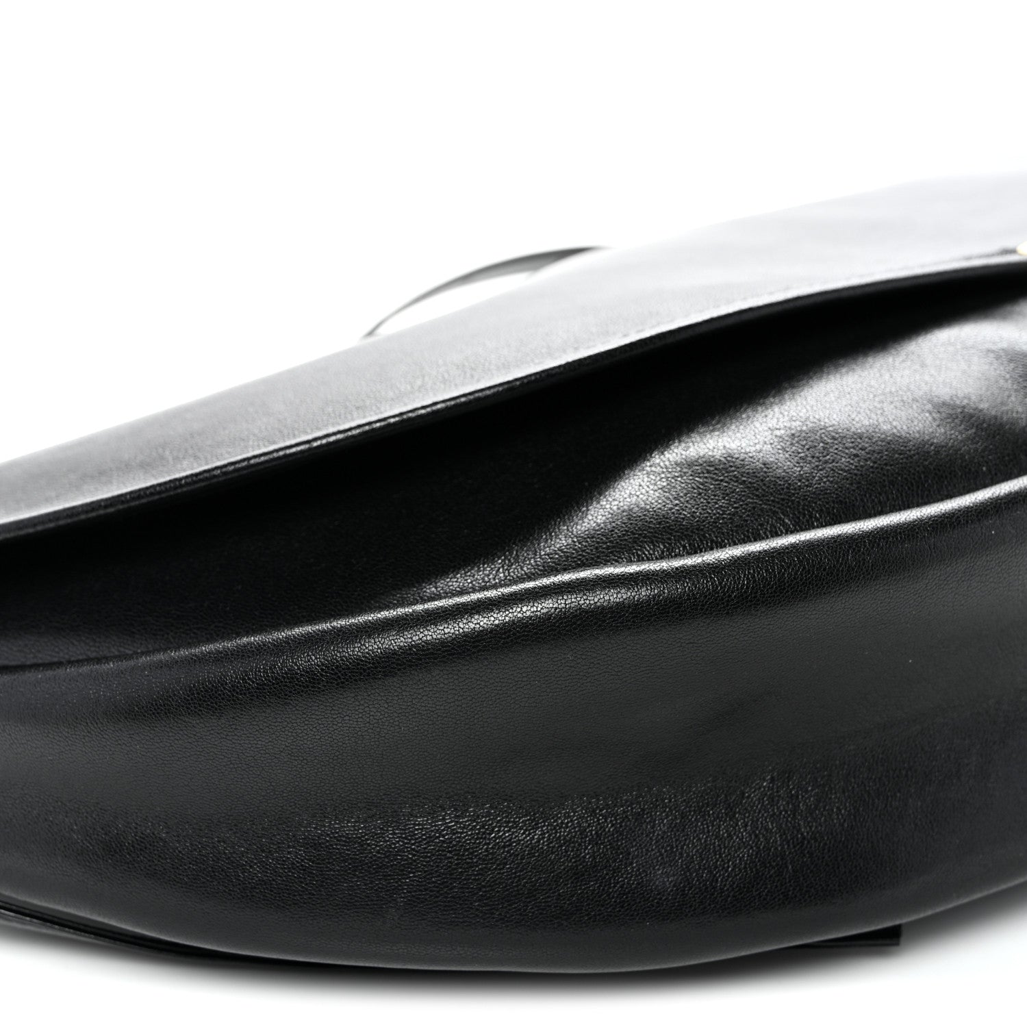 Shiny Lambskin Soft Triomphe Half Moon Bag Black