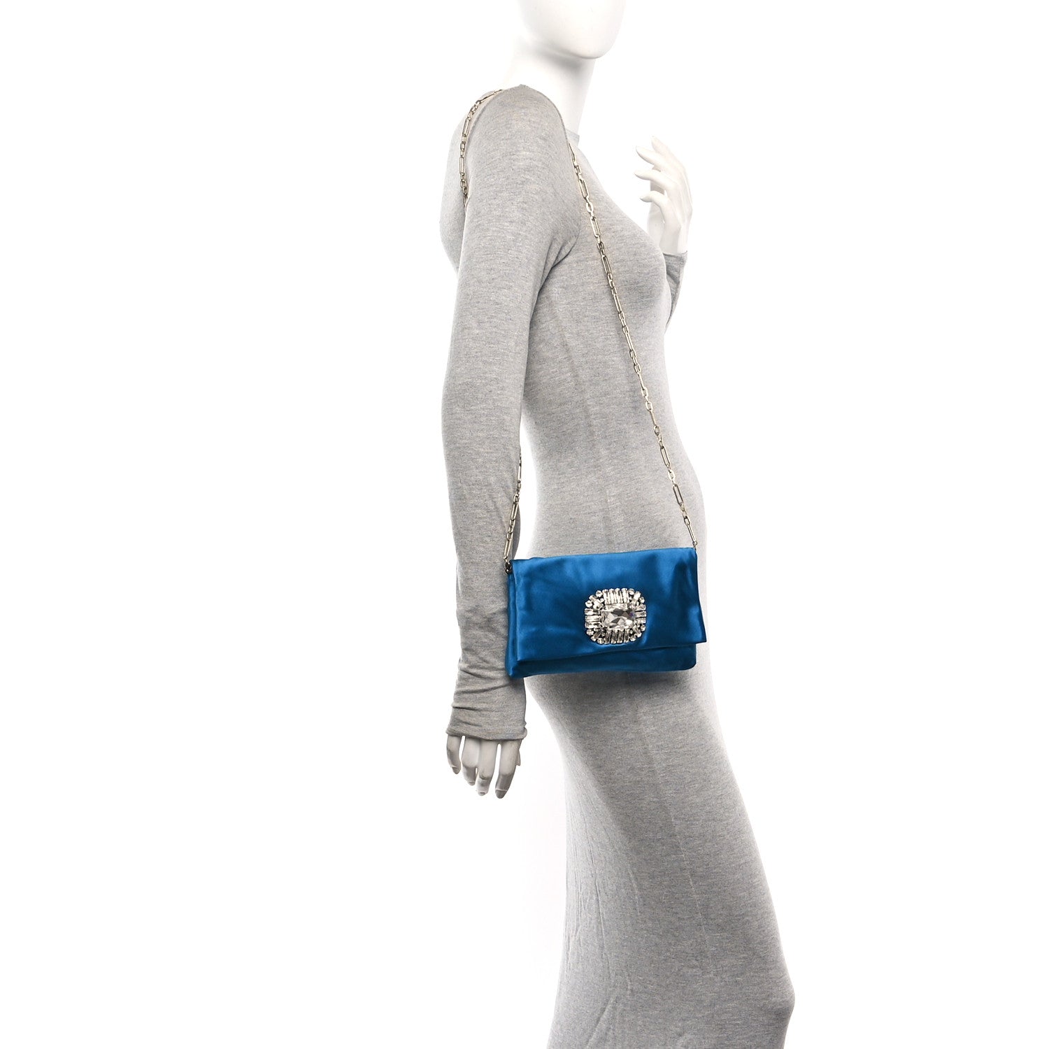 Satin Crystal Titania Clutch Blue