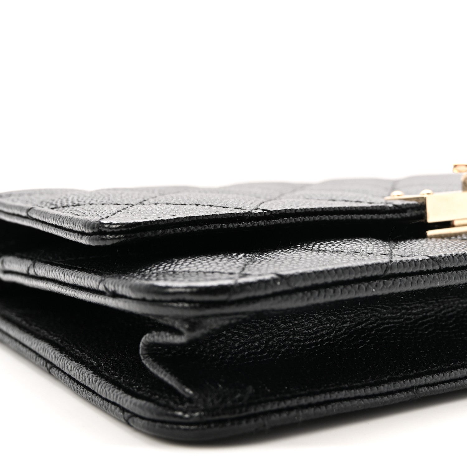 Caviar Quilted Golden Class Wallet On Chain WOC Black