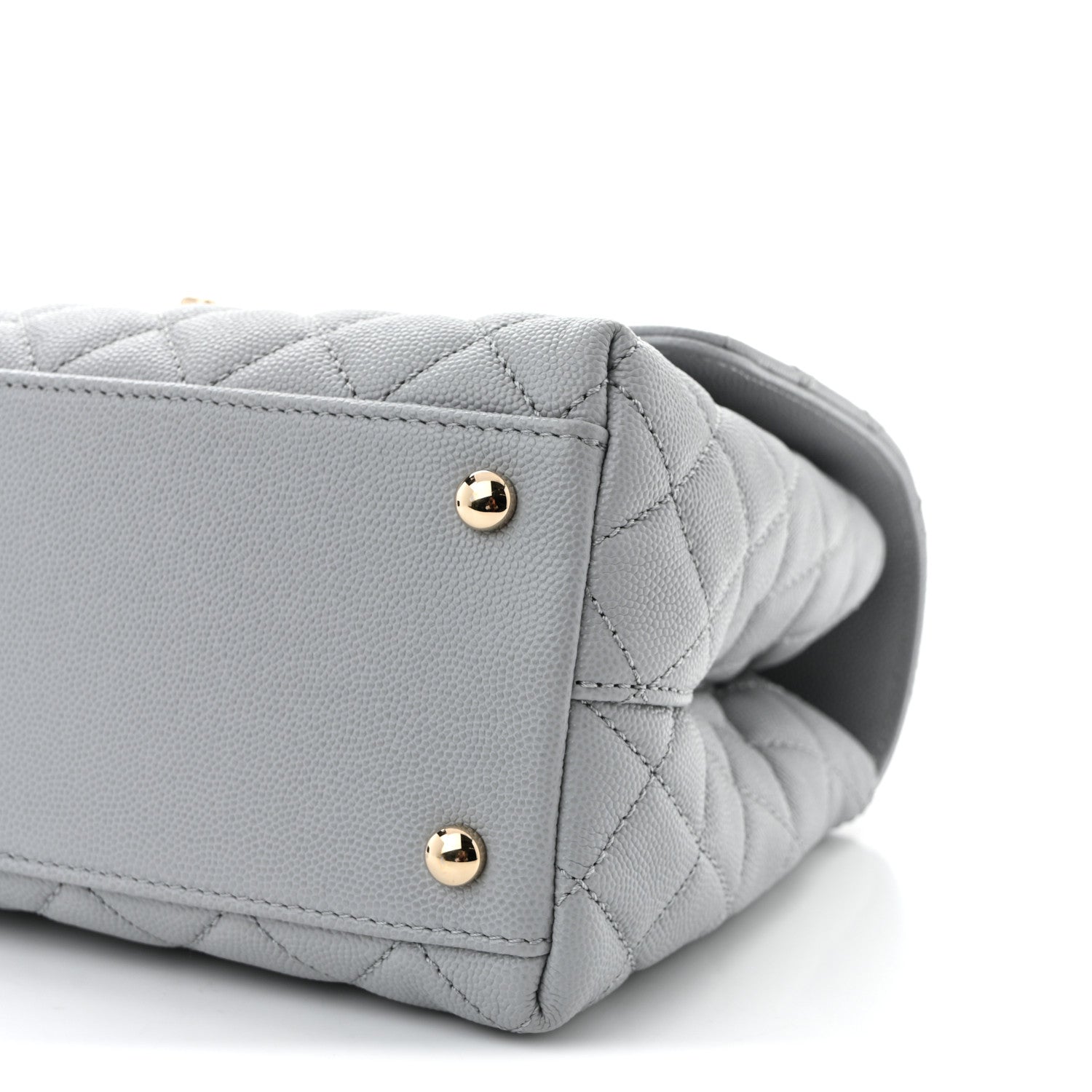 Caviar Lizard Embossed Quilted Small Coco Handle Flap Light Grey