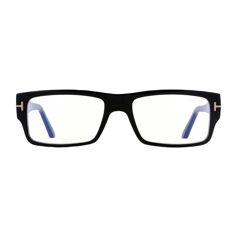 Tom Ford Eyeglasses Rectangle Full Rim, Striped Dark Brown Frame and Clear Blue Light Block Lens FT5835-B050