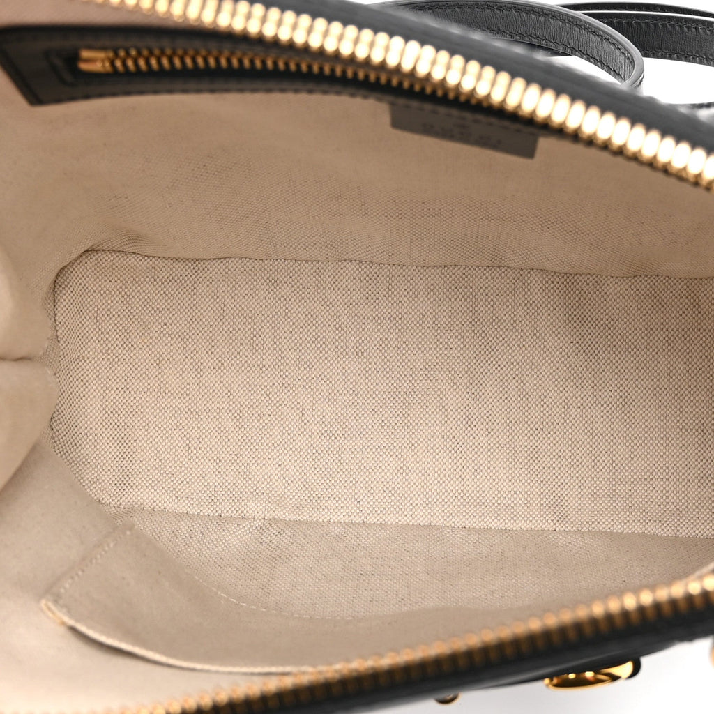 Boarded Plutone Calfskin Small Horsebit 1955 Top Handle Bag Black