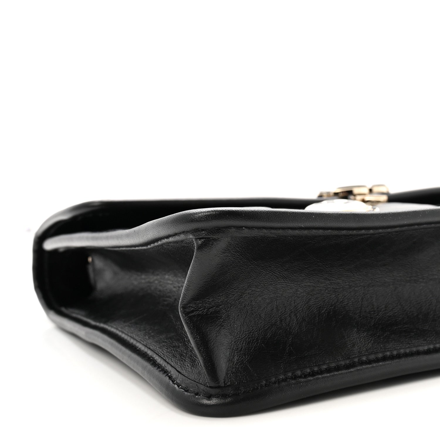 Aged Calfskin Charms Flap Bag Black