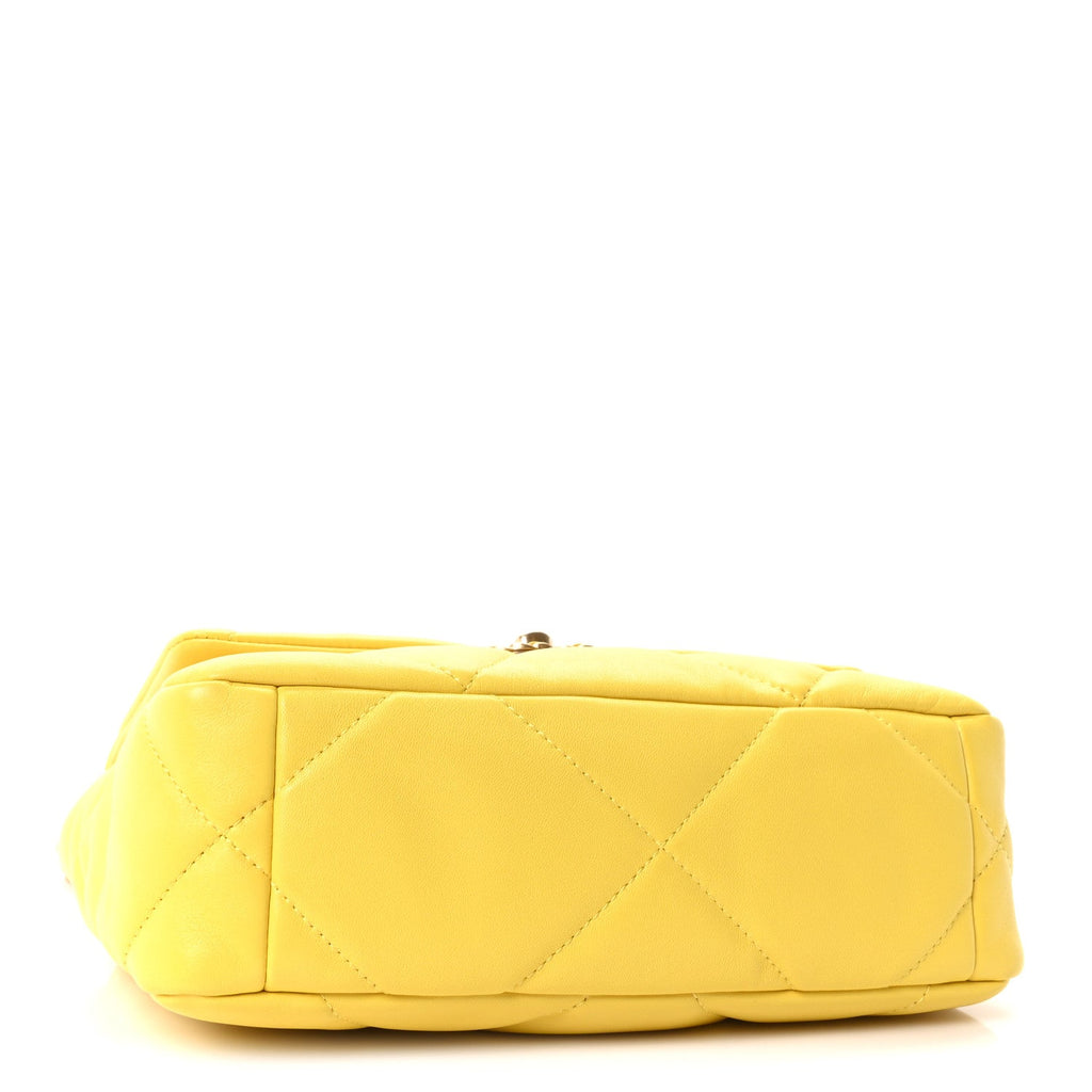 Lambskin Quilted Medium Chanel 19 Flap Yellow