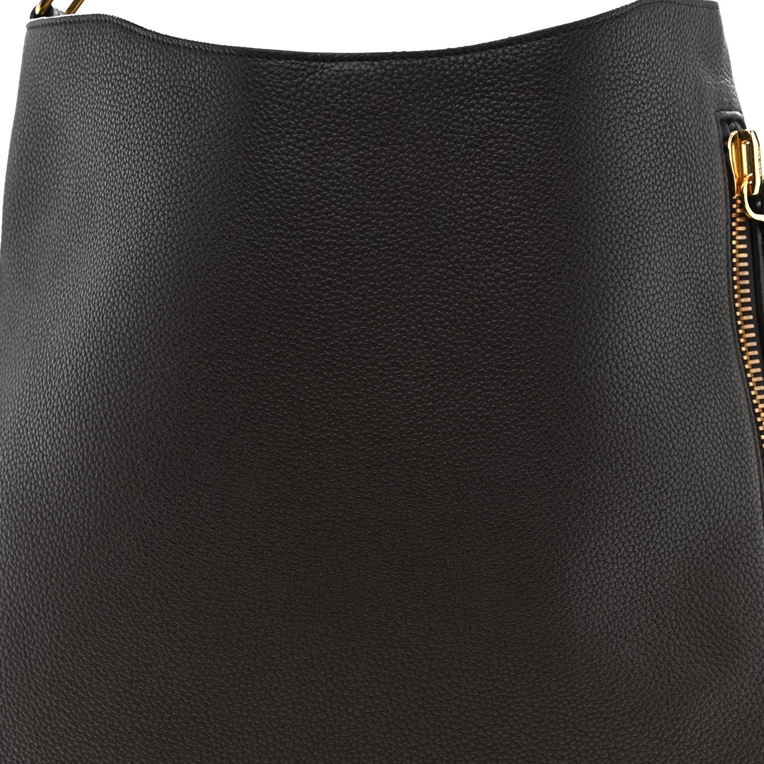 Pebbled Calfskin Large Alix Padlock Zip Hobo Bag Dark Brown