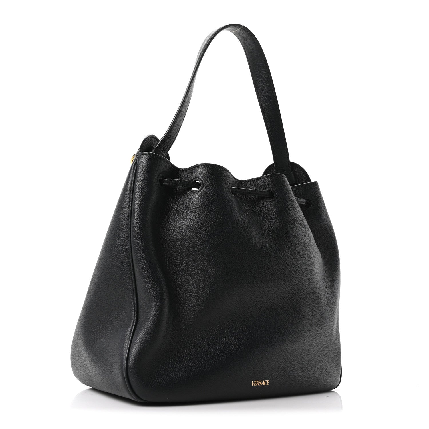 Grained Calfskin La Medusa Bucket Bag Black