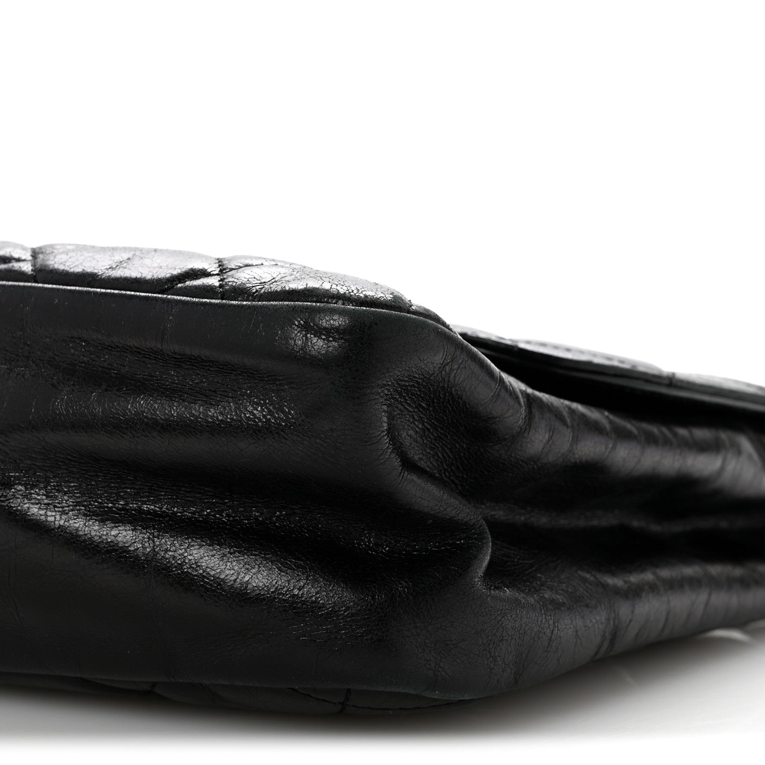 Glazed Calfskin Quilted Small CC Delivery Tote Black
