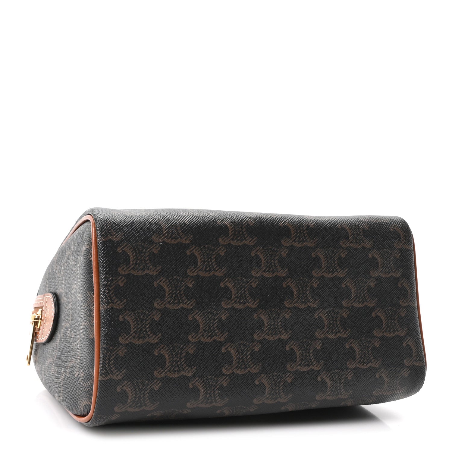 Triomphe Canvas Calfskin Small Boston Bag Tan