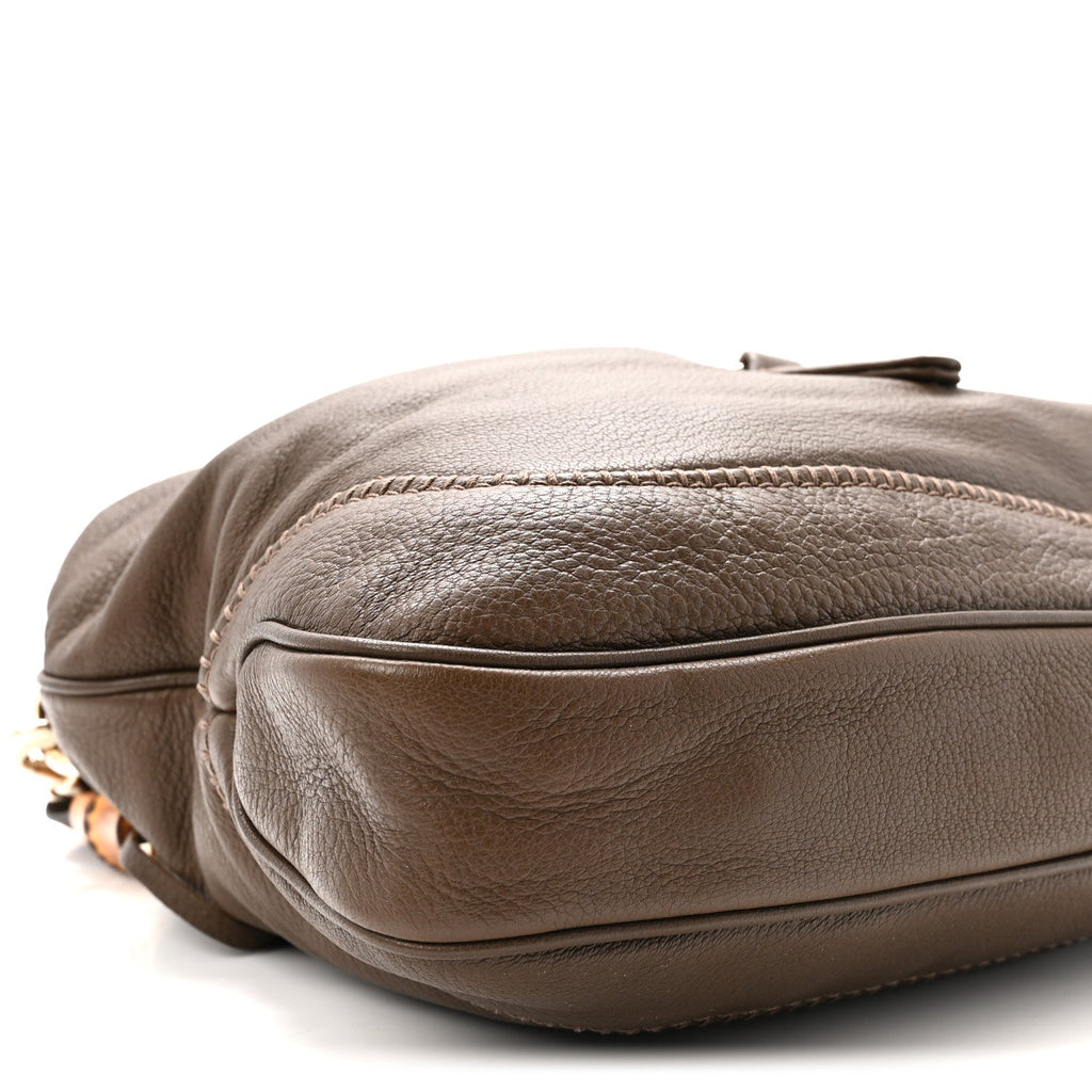 Pebbled Calfskin Medium New Jackie Shoulder Bag Brown