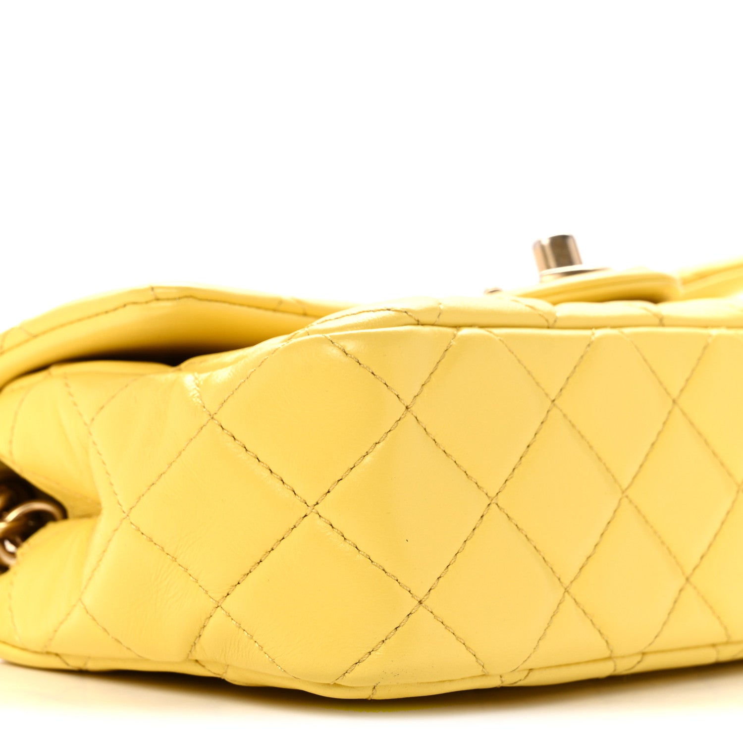 Lambskin Resin Quilted Mini Rectangular Pearl Samba Flap Yellow