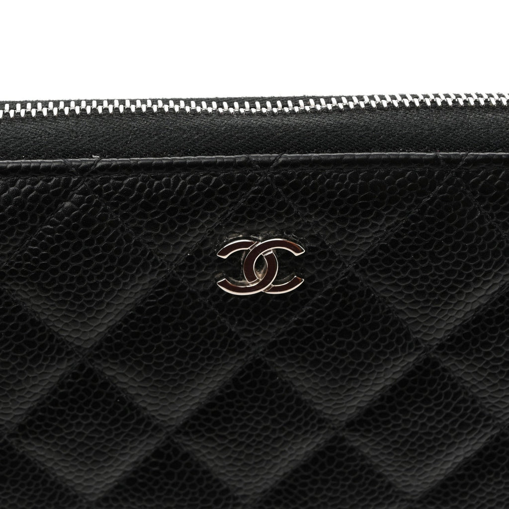 Caviar Quilted Large Gusset Zip Around Wallet Black