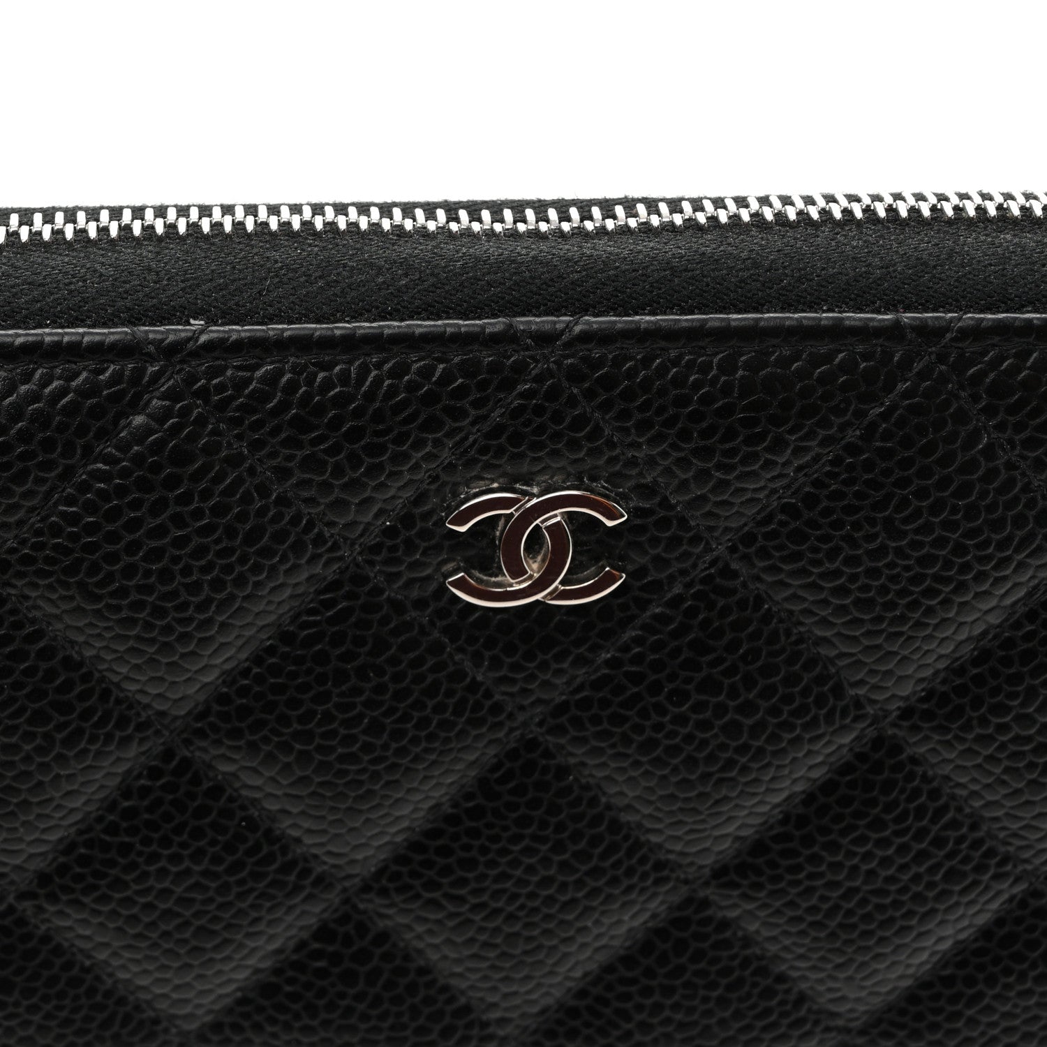 Caviar Quilted Large Gusset Zip Around Wallet Black