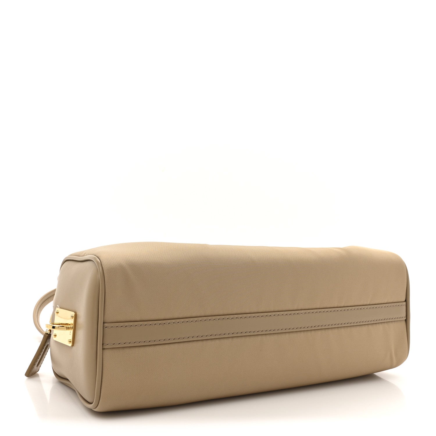 Re-Nylon Vitello Medium Top Handle Bag With Padlock Cammeo