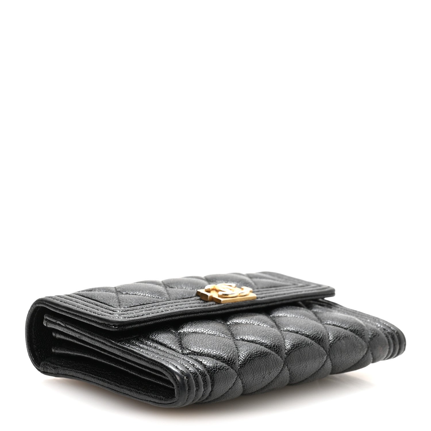Caviar Quilted Medium Boy Flap Wallet Black