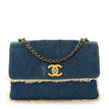 Frayed Denim Quilted Flap Blue