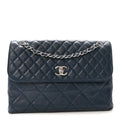 Calfskin Quilted In the Business Flap Dark Navy Blue