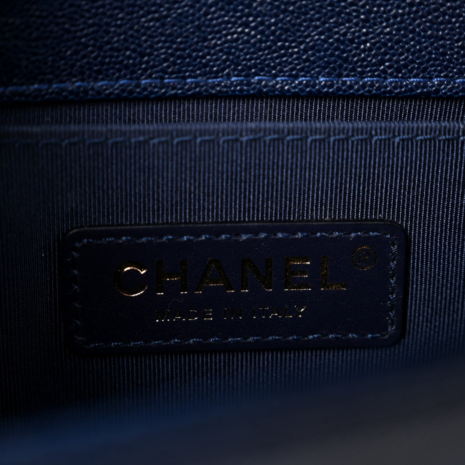 Caviar Quilted Small Boy Flap Navy