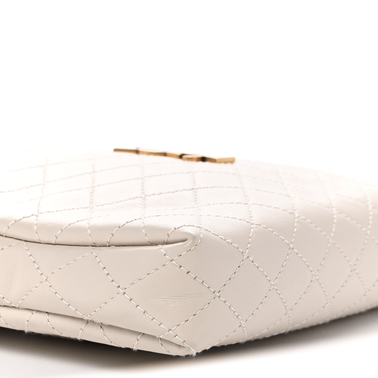 Lambskin Quilted Gaby Zipped Pouch Crema Soft