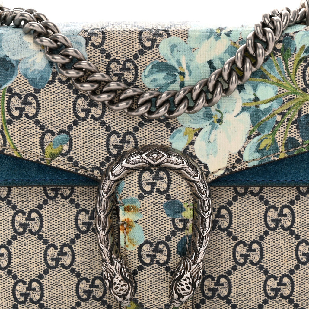 GG Supreme Monogram Blooms Mini Dionysus Shoulder Bag Beige Navy Vintage Blue