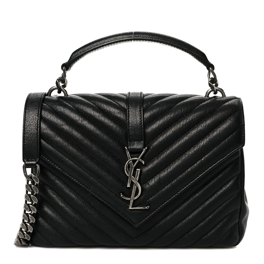Sheepskin Matelasse Chevron Monogram Medium College Bag