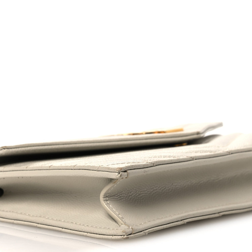 Grain De Poudre Matelasse Chevron Monogram Envelope Chain Wallet Blanc Vintage