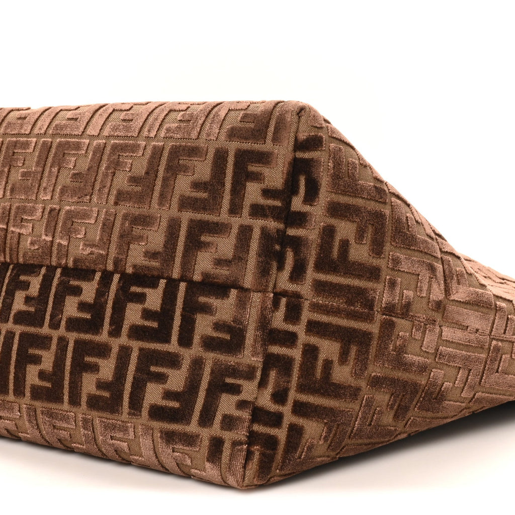 Velluto Jacquard Vitello Grace FF Large Reversible Shopping Tote Chocolate