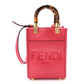 Vitello King Plexiglass Logo Embossed Mini Fendi Sunshine Shopper Tote Lampone