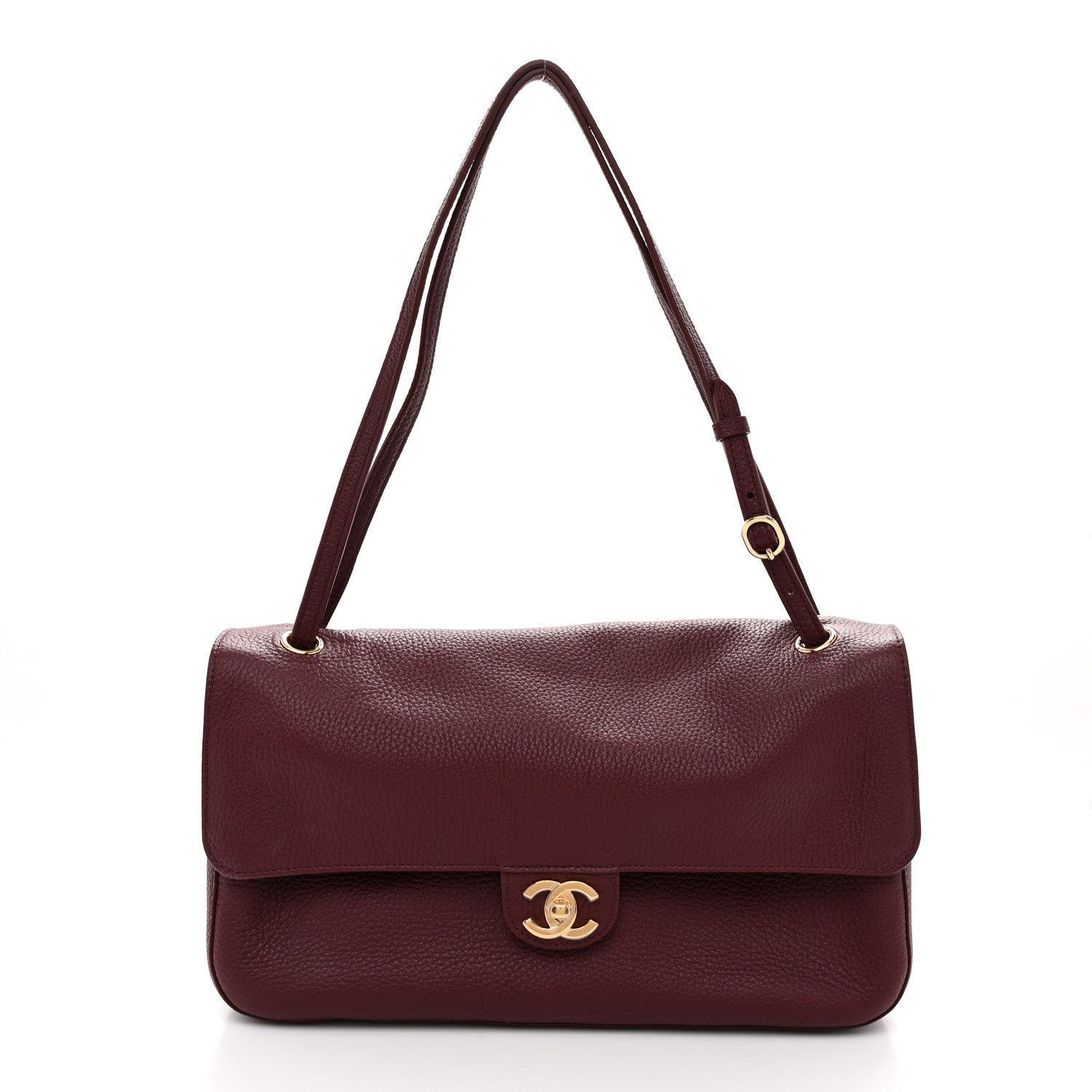 Grained Calfskin Small Souplissimo Maxi Flap Burgundy
