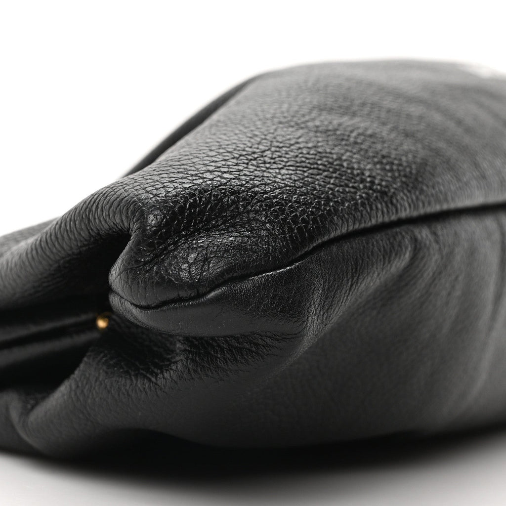 Grained Calfskin Logo XL Cloud Clutch Black