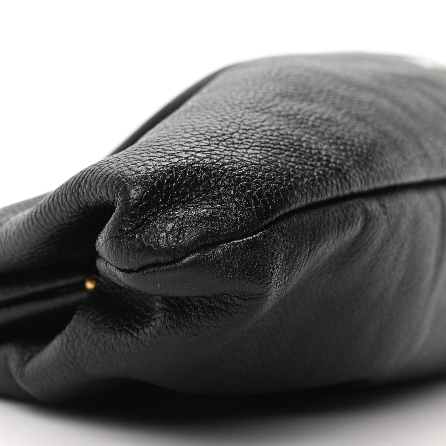 Grained Calfskin Logo XL Cloud Clutch Black
