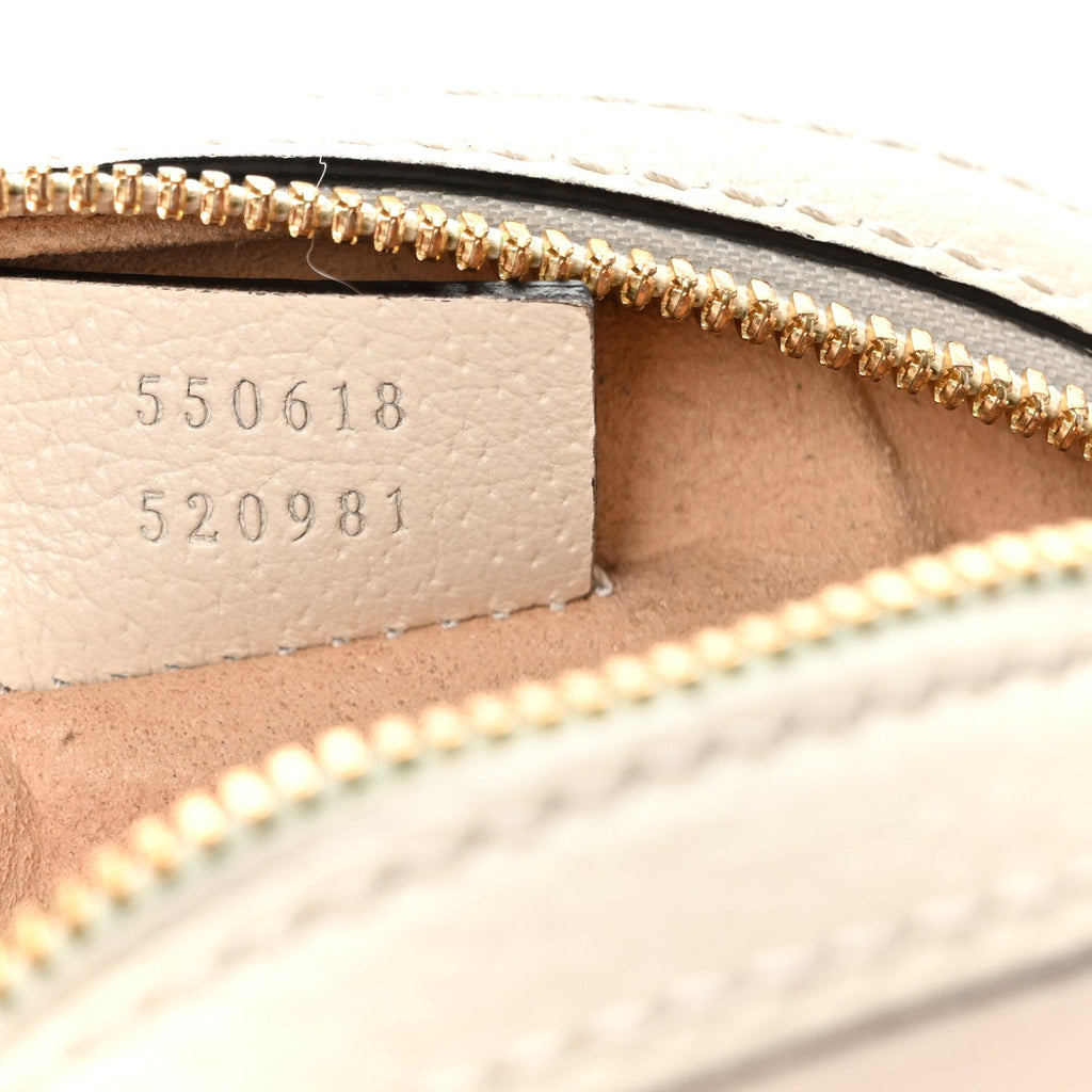 Textured Calfskin Web Mini Ophidia Round Shoulder Bag Mystic White