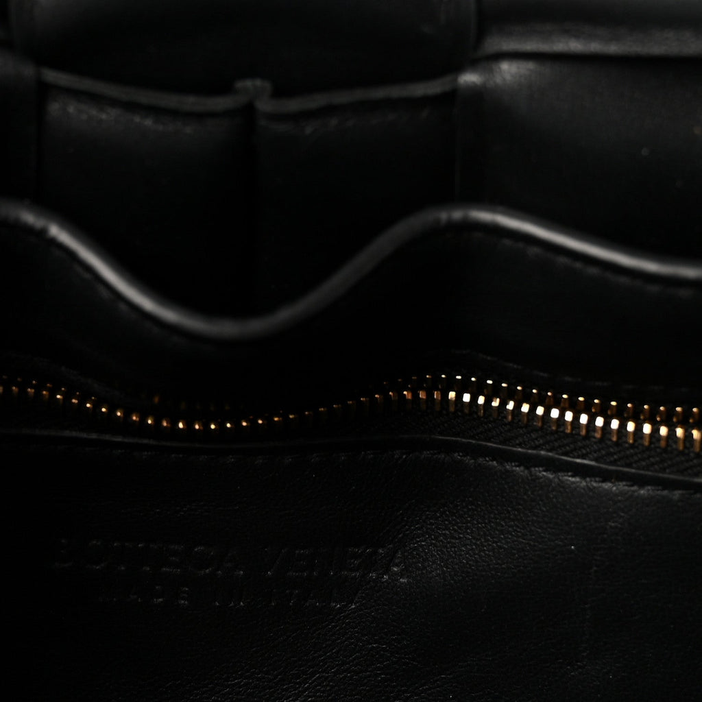 Lambskin Maxi Intreccio Padded Chain Cassette Crossbody Bag Black