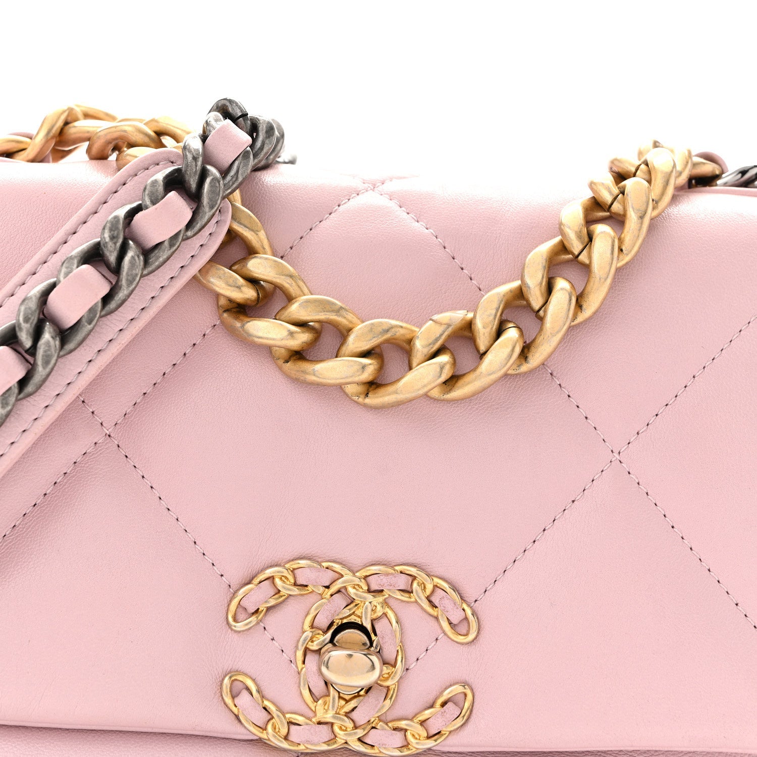 Lambskin Quilted Medium Chanel 19 Flap Light Pink